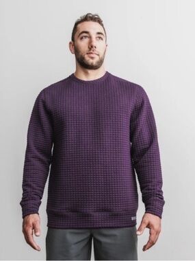 NoBull Quilted Crew Pullover Purple Size Small Waffle Texture Athletic